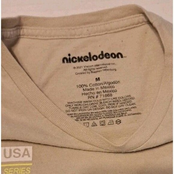 SpongeBob Nickelodeon Medium Grey Distressed Short Sleeve Bikini Bottom T-Shirt - Picture 6 of 8